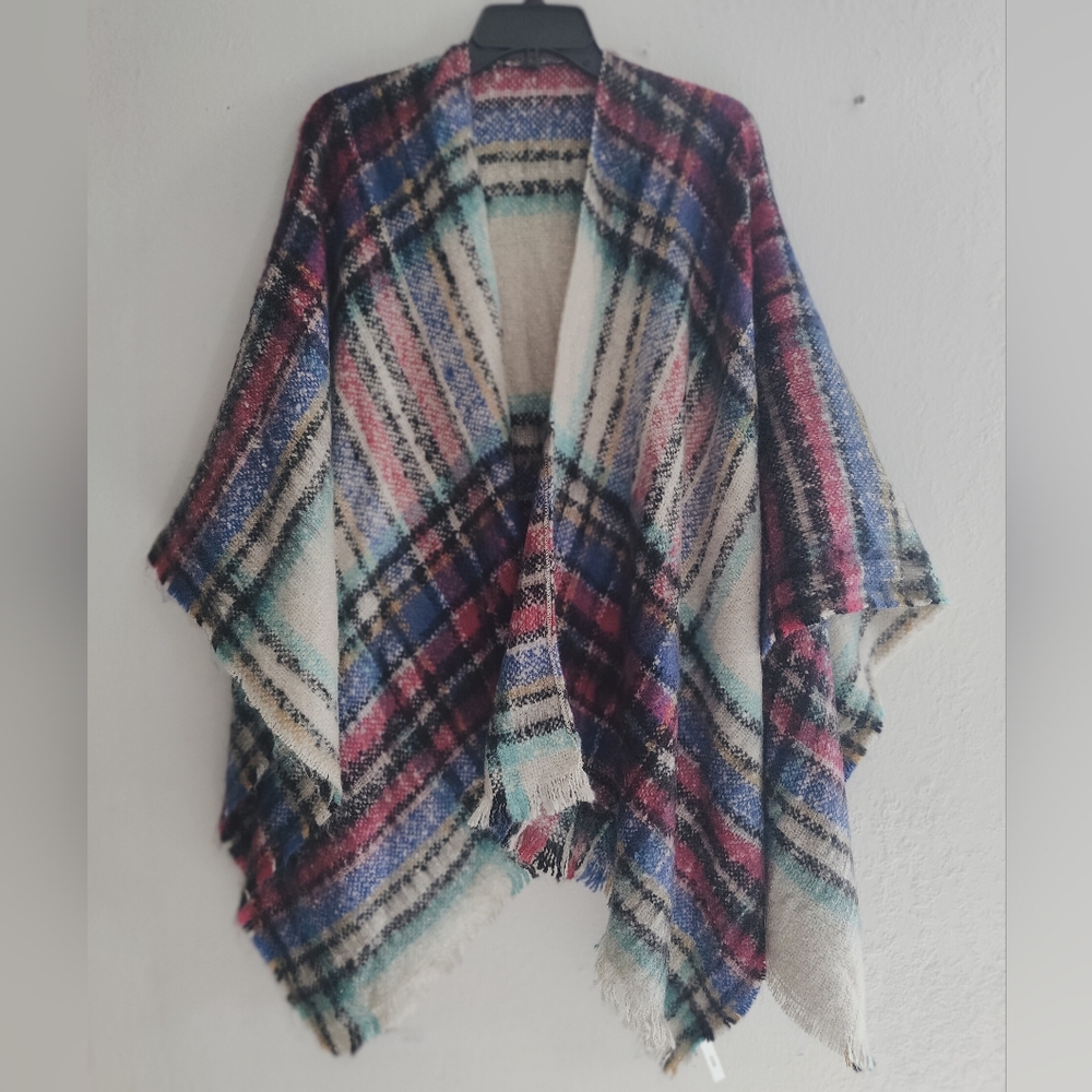 Talbots Multicolor Plaid Poncho